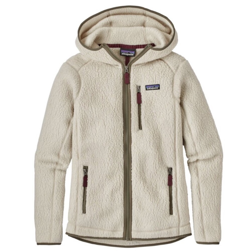 Patagonia W's Retro Pile Hoody Full Zip Jacket Fleece Sherpa Cream Size Medium